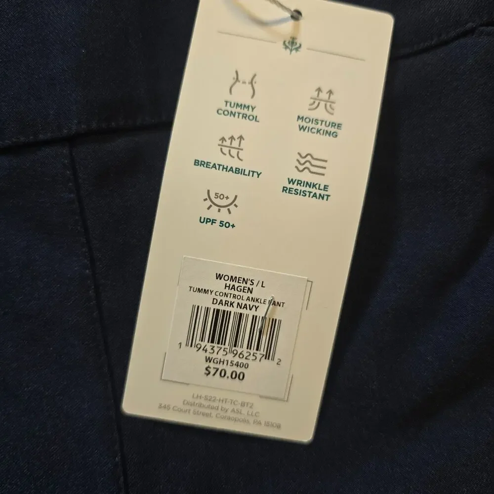 Lady Hagan Pants Womens Size Large Blue Pull On Ankle Golf Performance Casual - Picture 6 of 13